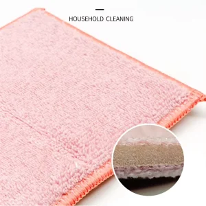 Double Side Cleaning Sponge for Kitchen Cleaning Bamnboo Fiber and Microfiber Sponges Scouring Pads