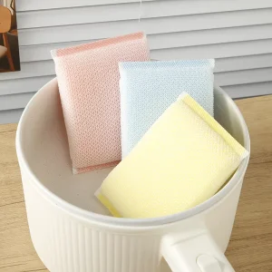 Double Side High Absorption Microfiber Sponge Scour Reusable Household Dishes Washing Scrubber