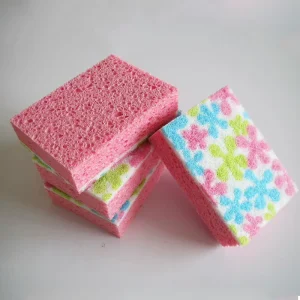 Double Sided Cellulose Sponge with Scouring Pad Custom Shape Eco-Friendly for Multi-Purpose Kitchen Cleaning
