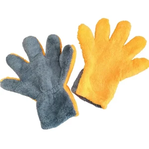 Double Sided Coral Fleece Car Cleaning Glove Soft Absorbent Five Finger Design Reusable