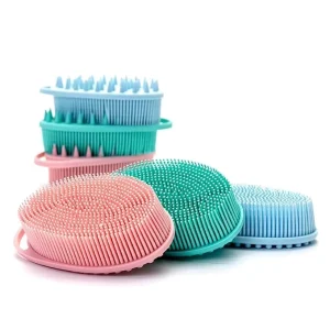 Double-Sided Eco-Friendly Durable Soft Silicone 2-in-1 Body Scrubber & Shampoo Brush for Shower Use