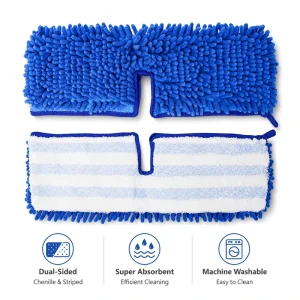 Double Sided Microfiber Chenille Mop Refill Super Water Absorption Reusable Washable Floor Mop Pad