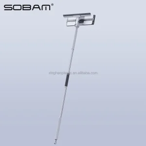 Double Sided Microfiber Scrubber Extendable Pole Telescopic Glass Wiper Washer Window Cleaner Squeegee
