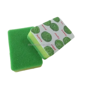 Double Sided Powerful Dishwashing Scrub Sponge Heavy Duty Scouring Pad Kitchen Cleaning Sponge
