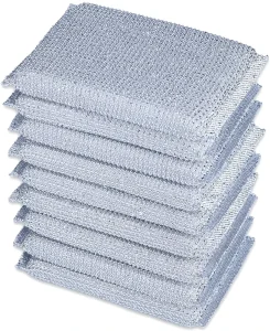 Double-Sided Reusable Dishwashing Stainless Steel Wire Scourer Sponge Scouring Pad Cleaning Sponge for Kitchen and Bathroom