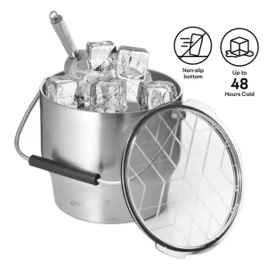 Double Wall Stainless Steel Insulated Ice Bucket With Lid and Ice Tong Keeps Ice Cold & Dry for Home Bar and Wine Bottle