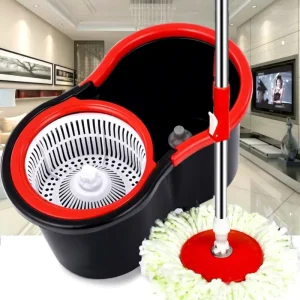 Double-drive Manual Rotating Durable Cotton Thread Mop Head Extendable Handle Four-Side Wringing Stainless Steel Mop Bucket Set