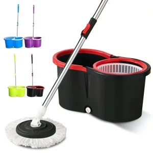 Double driven Round Head Rotary Mop with 8 Shape Bucket for Lazy People Suit for Household Cleaning Without Hand Wash Mop