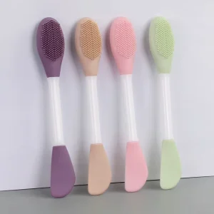 Double headed Silicone & TPR Soft Tip Manual Cleansing Mask Brush with Mud Mixing Blending Stick Dual Use Applicator