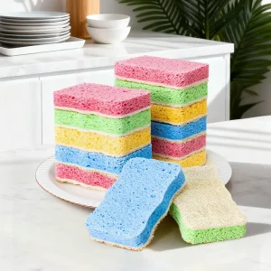 Double layer Double effect Loofah Rub Block Wood Pulp Scouring Pad Multifunctional Household Kitchen Sponge Suzhou Made for Pots