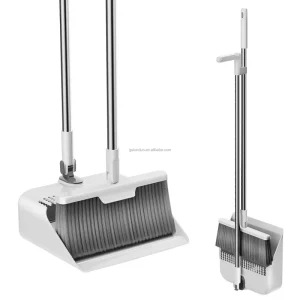 Double layer Scraping Teeth Foldable Sweeping Broom Upright Standing Magnetic Broom Dustpan set