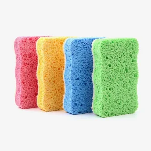 Double sided Loofah Scrubber Cleaning Pad Thickened Oil Resistant Kitchen Wooden Pulp Cotton Dishwashing Sponge