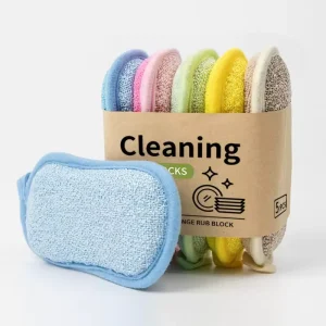 Double-sided Scouring Pad Water-absorbing Cleaning Block Kitchen Thickened and Durable Dishwashing Sponge Wipe