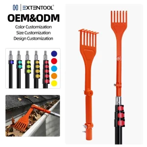 Drainage Ditch Rake Tool Telescopic Handle Durable Plastic Rake Head Adjustable Length