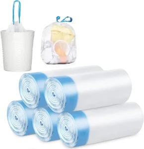 Drawstring HDPE Trash Bags with Heat Seal Factory Direct Disposable Easy Tie and Custom Logo Packaging