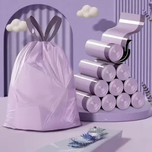Drawstring HDPE Waterproof Flexo Printed Customizable Garbage Bags Small Bin Storage Solution for Supermarket Home Use