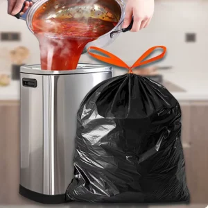 Drawstring Trash Bags Kitchen Garbage Bags Smooth Surface for Kitchen Bathroom Household Use