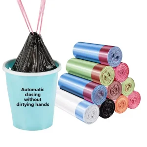 Drawstring closure PE Trash Bags Household Portable Thickened Back style Large Garbage Bin Garbage Collection Tear free 60 Pack