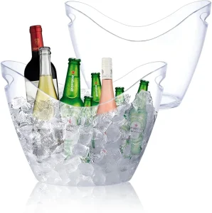 Drinks Ice Bucket With Handles 4L Beverage Tub Champagne Wine Bucket for Parties and Drinks Plastic Ice Tub G25 138