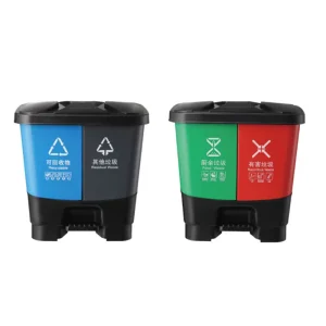 Dual Bin Waste Bin 16L 20L 35L 45L 60L Plastic Foot Pedal Water Resistant Eco Friendly Rectangular for Indoor Garbage