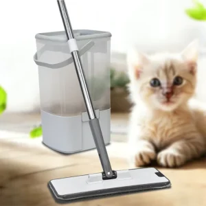 Dual Chamber Bucket Always Keep Wash Water Clean Eliminate Cross Contamination Self Cleaning Flat Mop Set