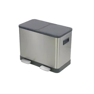 Dual Compartment Step Waste Bin Double Bin Trash Can for Kitchen Holding Garbage and Recycling Rubbish Bin