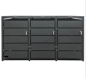 Dual Door Metal Steel Wheelie Bin Cover Cabinet Outdoor Garden Dustbin Shelter for Garbage Bin Park Waste Bins