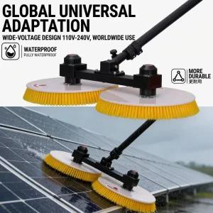Dual Head Electric Solar Panel Cleaning Brush Telescopic Aluminum Alloy Eco Friendly Genesis GB SPCB 003 Water Spray Rotary