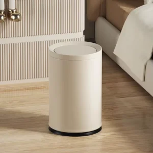 Dual Layer Metal Waste Bin with Shake Lid Simple Design Cylindrical Recycling Paper Bins Rubbish Trash Can Storage