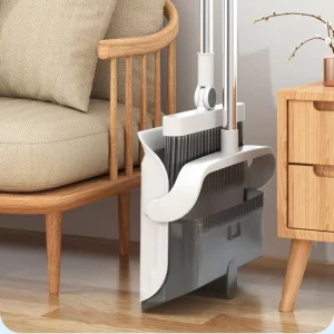 Dual-Layer Scraper Teeth Foldable Non-Stick PET Material Broom Set Household Use Hair Dustpan and Sweeping Broom