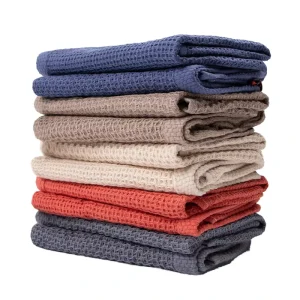 Dual Use Rolled Edge Waffle Cleaning Cloth Absorbent Cotton Scouring Pads Square Shape Kitchen Table Wiping Wet Dry