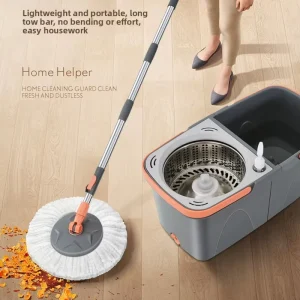 Dual-drive Stainless Steel Telescoping Handle Detachable Mop with Hands-Free Easy Clean Mop Bucket Set
