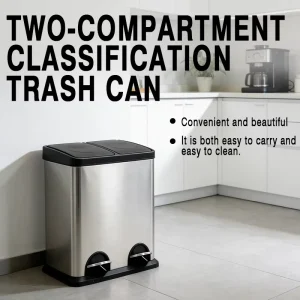 Durable 30L 40L Kitchen Recycle Bin Indoor Outdoor Food Waste Recycling Trash Bin Waste Can Garbage Classification