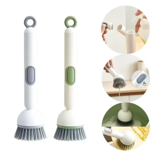 Durable Adjusted Long Handle Kitchen Cleaning Tool Dish Brush Kitchen Cleaning Brush With Liquid Dispenser For Cleaning