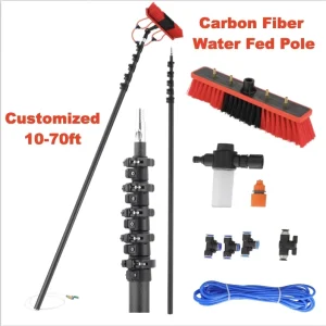 Durable Aluminum 12-30ft Telescopic Rod Eco Friendly Solar Panel Cleaning Kit Household Brushes Cleaning Tools