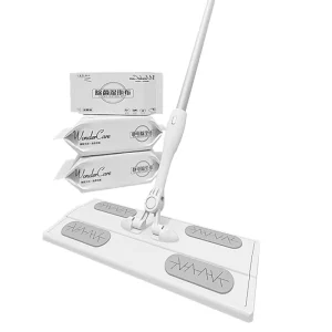 Durable Aluminum Eco Friendly Flat Mop High Absorption Folding Wringing Disposable Mop Head Cloth 2 Mopheads Included for