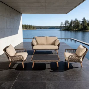 Durable Aluminum Waterproof Outdoor Table and Chair Garden Set for Hotel and Villa Use