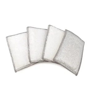 Durable Bamboo Fiber Silver Sponge Scouring Pad Multi Purpose Non Scratch Dishwashing Tool