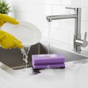 Durable Composite Sponge with Non Scratch Scouring Pad Long Lasting Household Cleaner