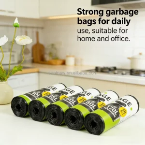 Durable Drawstring Garbage Bags Tear Resistant Disposable Trash Bags Industrial Style PE Material Multipurpose Use for Daily