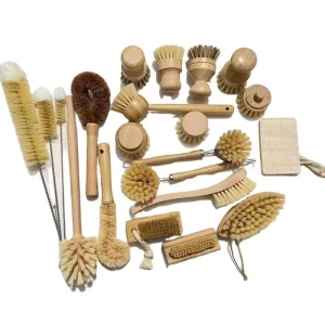 Durable Eco Friendly Bamboo Kitchen Scrubber Brush with Wood Handle Dishwashing Cleaning Brushes