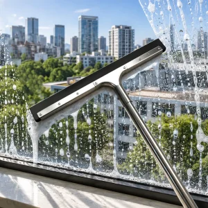 Durable Eco Friendly Plastic Handle Stainless Steel Floor Squeegee Cleaning Tool for Bathroom Kitchen Floors