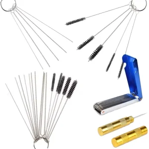 Durable Flexible Carburetor and Shower Head Cleaning Brush Set with Stainless Steel Needle and Nylon Tips for Car Deep Cleaning