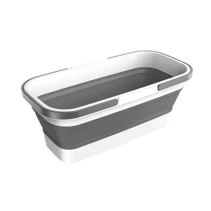 Durable Foldable Collapsible Flat Mop and Bucket Set with Squeeze Feature for Flooring Cleaning