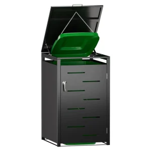 Durable Galvanized Steel Wheelie Bin with Lids for Weatherproof Outdoor Waste Storage High Stable Large Capacity