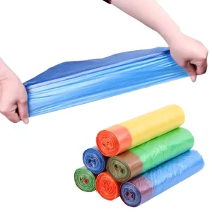Durable HDPE Drawstring Trash Bag Roll for Waste Management High Visibility Packaging Printing Product