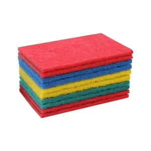 Durable Hard Scrub Sponge with Colourful Nylon Scouring Pad Heavy Duty Kitchen Cleaning Scourer for Tough Stains