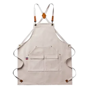 Durable Heavy Duty Sleeveless Polyester Cotton Canvas Apron Adjustable Shoulder Straps Multiple Pockets for Carpenters Craftsmen