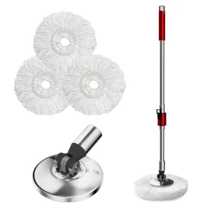 Durable High Capacity Rotating Telescoping Stainless Steel Pole Microfiber Mop Head 700ml Capacity for Home Office