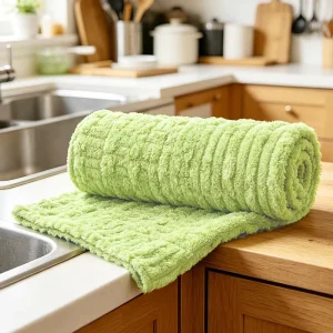 Durable Kitchen Cleaning Cloths Thickened Absorbent Scouring Towel for Dish Washing Quick Dry Custom Logo Coral Fleece
